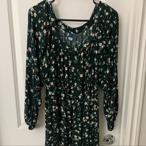 Dark green floral midi dress